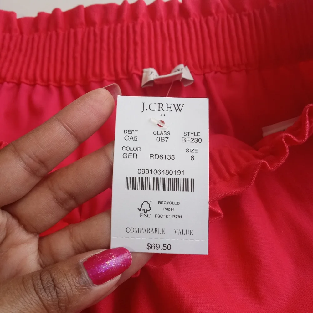 J.Crew Casual Lined Coral Red Linen Blend Mini Skirt A-line NWT